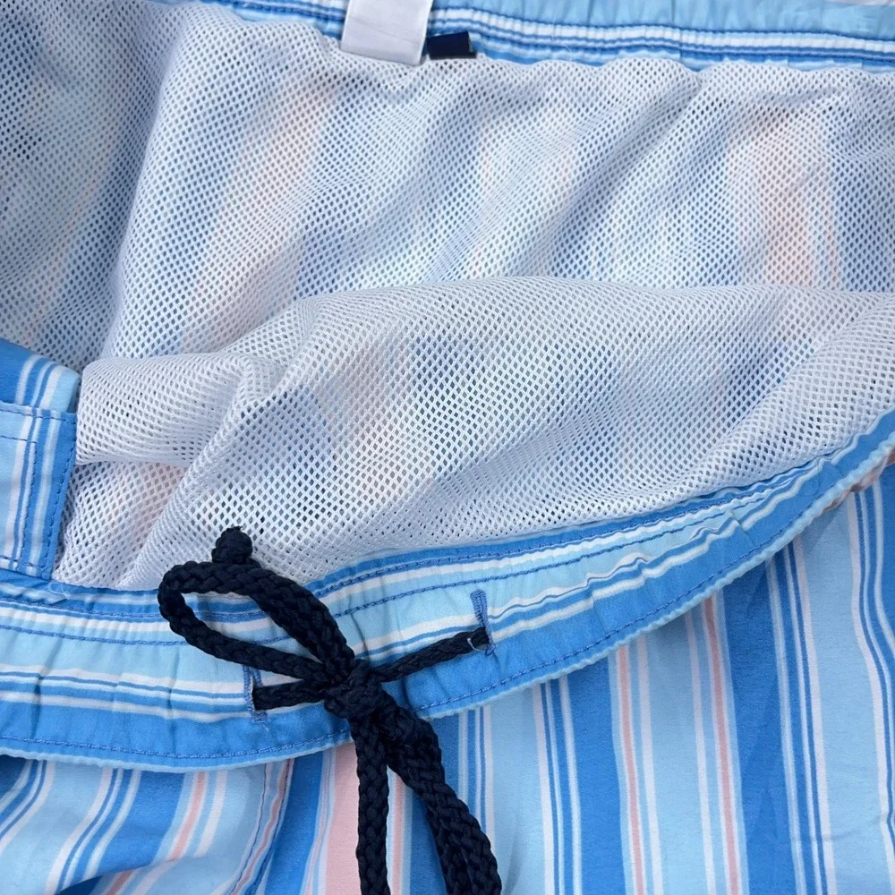 Vineyard Vines Swim Trunks Men Large Blue Pink Striped Bored Shorts Preppy Adult
